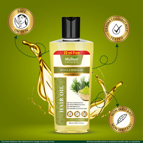 Multani Pharmaceuticals Limited Multani Naturals Henna & Rosemary Hair Oil Rich in Antioxidants Helps Strengthen Hair Nurtures Scalp For Shiny & Lustrous Hair