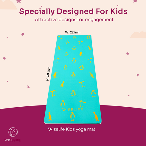 Wiselife Kids Printed Yoga Mat Penguin - 6mm