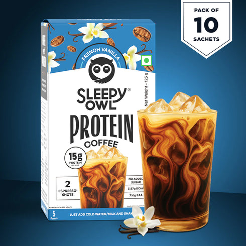 Sleepy Owl Coffee Vanilla Protein Cold Coffee Powder Pack of 2