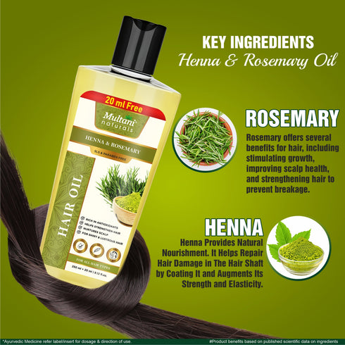 Multani Pharmaceuticals Limited Multani Naturals Henna & Rosemary Hair Oil Rich in Antioxidants Helps Strengthen Hair Nurtures Scalp For Shiny & Lustrous Hair