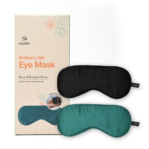 Wiselife Mulberry Silk Eye Mask (Green + Black)