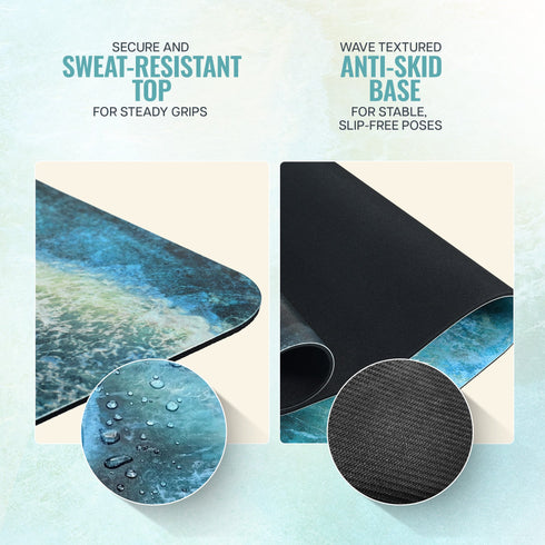 Wiselife PU Printed & Natural Rubber Yoga Mat - 6mm Deep Ocean