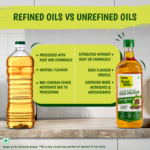 Tata Simply Better Sesame (Gingelly) Oil 500ml | 100% Pure | Unrefined & Cold-pressed | Hexane-Free