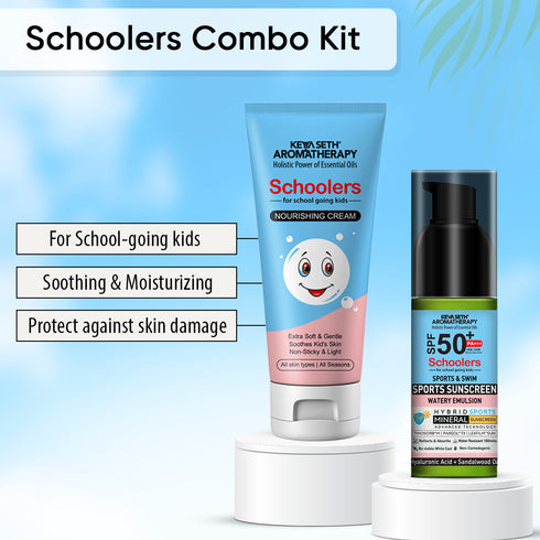 Keya Seth Aromatherapy Schoolers Kids Nourishing Cream & Sports Mineral Watery Sunscreen SPF 50 PA+++ Combo Kit