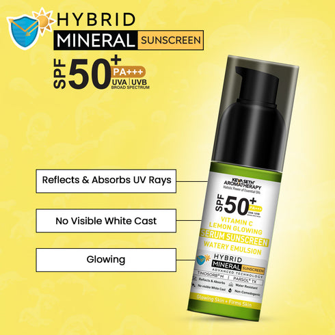 Keya Seth Aromatherapy Vitamin C Lemon Glowing Serum Mineral Sunscreen, SPF 50 PA+++