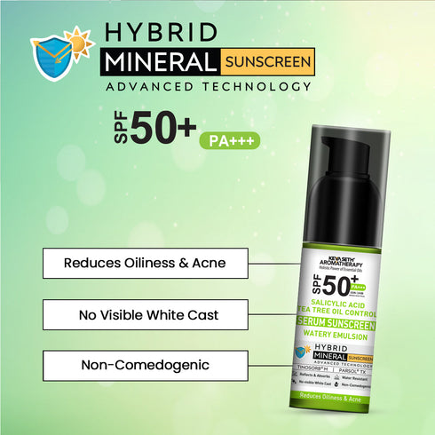 Keya Seth Aromatherapy Salicylic Tea Tree Oil Control Serum Mineral Sunscreen, SPF 50 PA+++