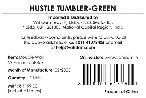 Vahdam Tea Hustle Tumbler Insulated Dark Green