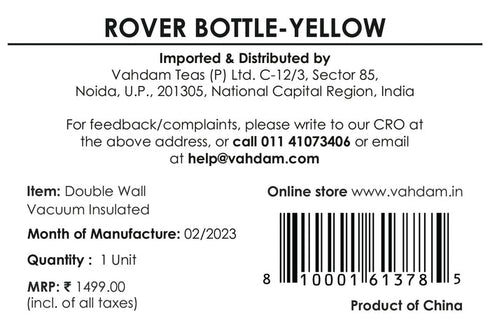 Vahdam Tea Rover Bottle Insulated Yellow
