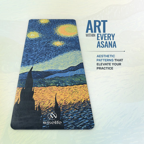 Wiselife PU & Natural Rubber Yoga Mat - 6mm Starry Night