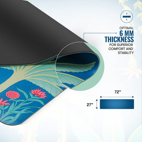 Wiselife PU Printed & Natural Rubber Yoga Mat - 6mm Rambagh