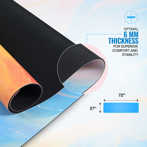Wiselife PU Printed & Natural Rubber Yoga Mat - 6mm Abstract Marble