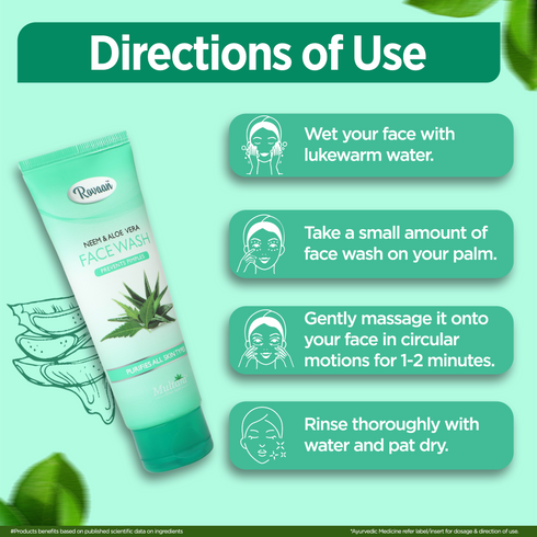 Multani Pharmaceuticals Limited Rovaan Neem & Aloe Vera Face Wash Prevents Pimple For All Skin Type