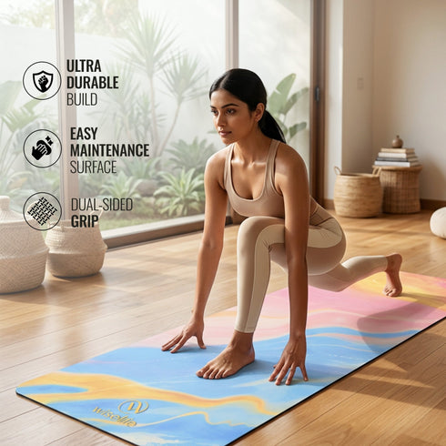 Wiselife PU Printed & Natural Rubber Yoga Mat - 6mm Abstract Marble