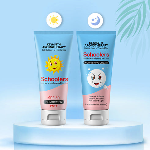 Keya Seth Aromatherapy Schoolers Kids Nourishing Cream & Mineral Sunscreen SPF 30 PA++ Combo Kit