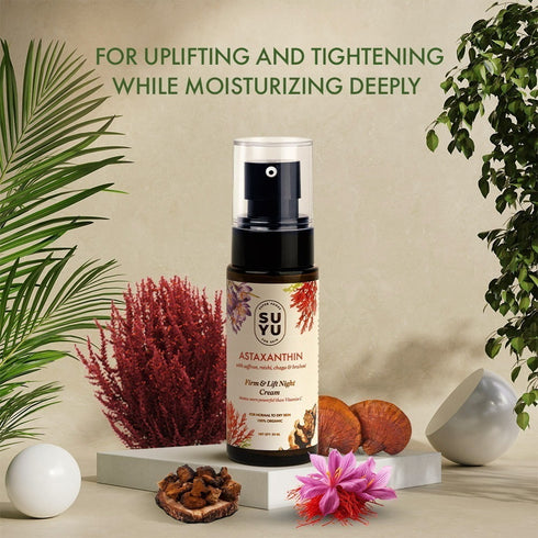 Suyu India Night Restore Duo Bundle Astaxanthin Firm & Lift Night Cream Dandelion Brightening Face Wash