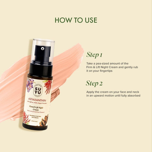 Suyu India Night Restore Duo Bundle Astaxanthin Firm & Lift Night Cream Dandelion Brightening Face Wash