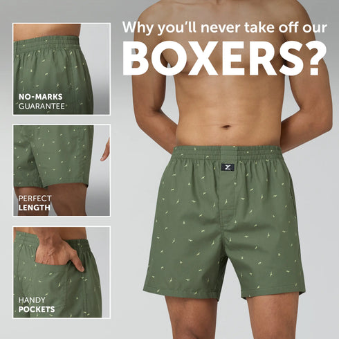 XYXX Astor Lounge Inner Boxers Wings Green