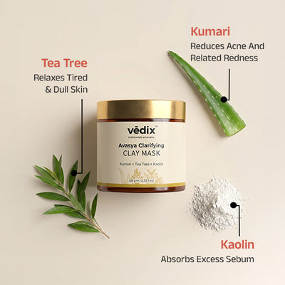 Vedix Avasya Clay Mask With Aloe Vera & Tea Tree 100gms