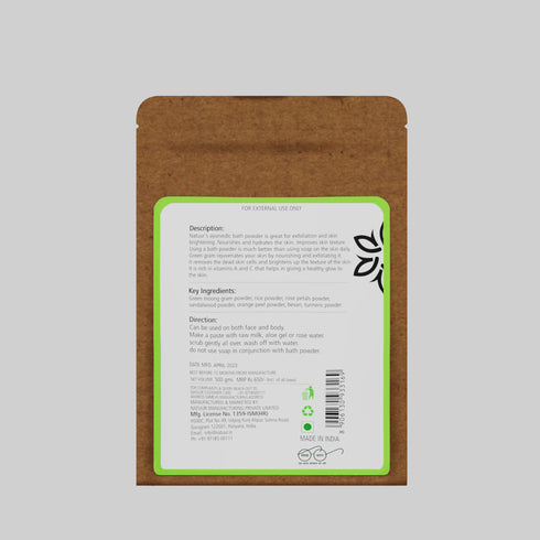 Natuur Green Gram & Rose Bath Powder Gentle Daily Exfoliation 500gm