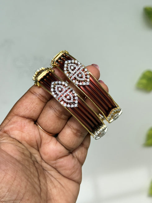 Yuvi Collections SB660 Diamond Finish Enamel Bangles - Set of 2