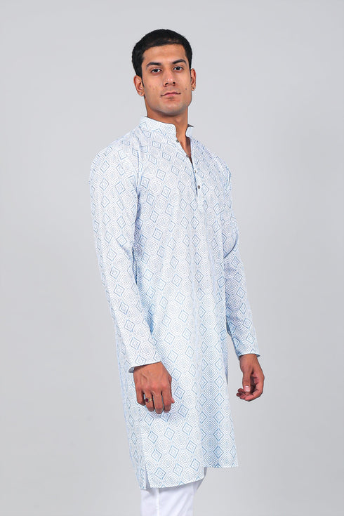 Veshbhoshaa Bluesaanchi Effortlessly Stylish Textured Light Blue Kurta Set For Men