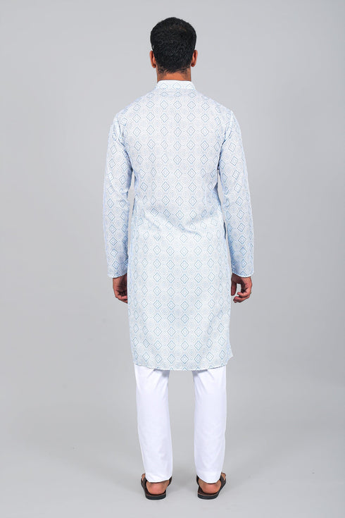 Veshbhoshaa Bluesaanchi Effortlessly Stylish Textured Light Blue Kurta Set For Men