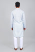 Veshbhoshaa Bluesaanchi Effortlessly Stylish Textured Light Blue Kurta Set For Men