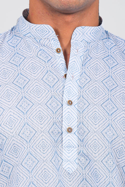 Veshbhoshaa Bluesaanchi Effortlessly Stylish Textured Light Blue Kurta Set For Men