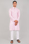 Veshbhoshaa Bluesaanchi Effortlessly Stylish Textured Light Pink Kurta Set For Men