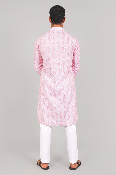 Veshbhoshaa Bluesaanchi Effortlessly Stylish Textured Light Pink Kurta Set For Men