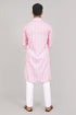 Veshbhoshaa Bluesaanchi Effortlessly Stylish Textured Light Pink Kurta Set For Men