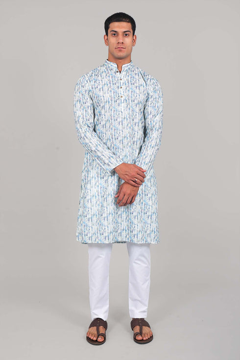 Veshbhoshaa Bluesaanchi Effortlessly Stylish Textured Multicolour Kurta Set For Men