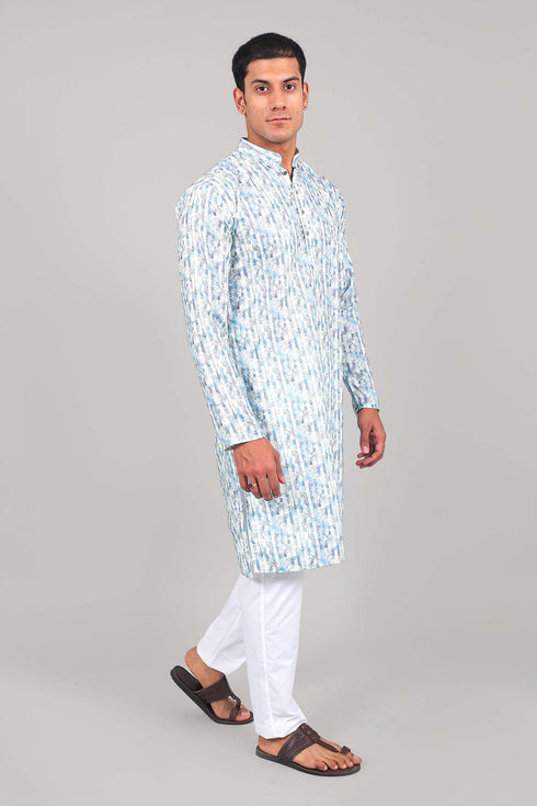 Veshbhoshaa Bluesaanchi Effortlessly Stylish Textured Multicolour Kurta Set For Men
