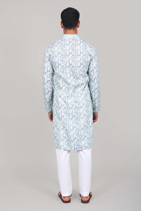 Veshbhoshaa Bluesaanchi Effortlessly Stylish Textured Multicolour Kurta Set For Men