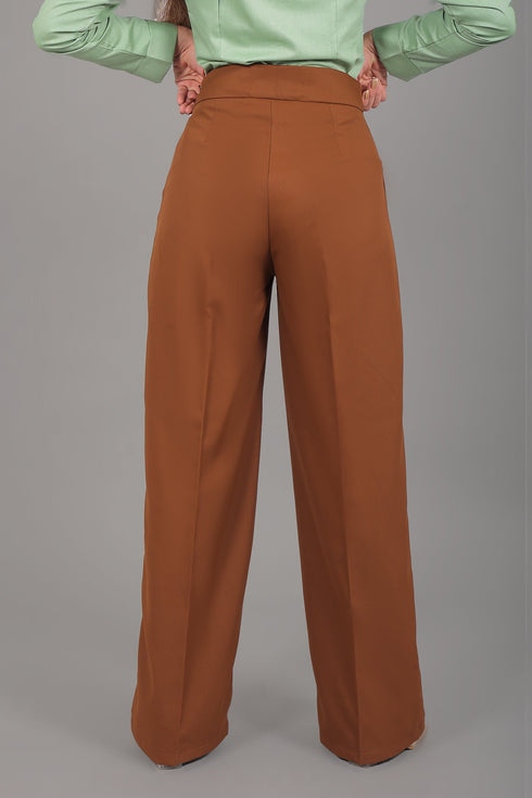 Veshbhoshaa Bluebird Women'S Caramel Bell Bottom Trouser