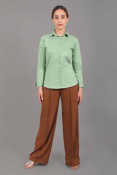 Veshbhoshaa Bluebird Women'S Caramel Bell Bottom Trouser