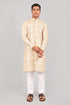 Veshbhoshaa Bluesaanchi: Effortlessly Stylish Textured Cream Kurta Set For Men