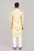 Veshbhoshaa Bluesaanchi: Effortlessly Stylish Textured Cream Kurta Set For Men