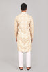 Veshbhoshaa Bluesaanchi: Effortlessly Stylish Textured Cream Kurta Set For Men