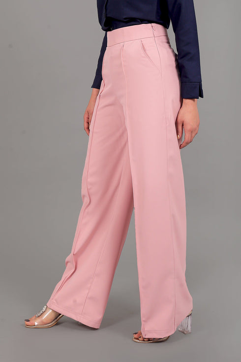 Veshbhoshaa Bluebird Women'S Pink Bell Bottom Trouser