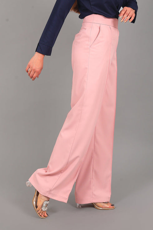 Veshbhoshaa Bluebird Women'S Pink Bell Bottom Trouser