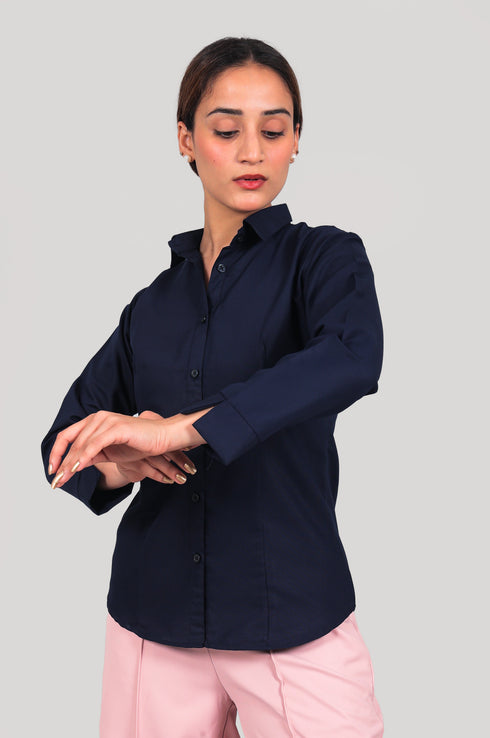 Veshbhoshaa Bluebird Women'S Navy Blue Shirt