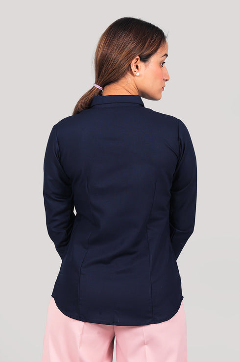 Veshbhoshaa Bluebird Women'S Navy Blue Shirt