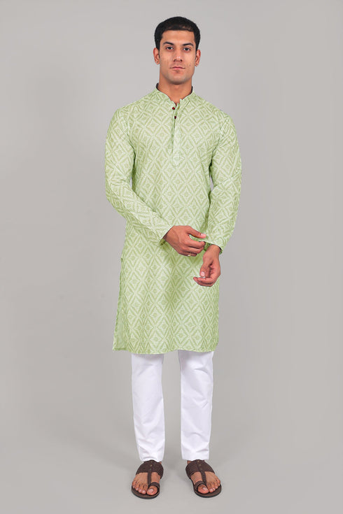 Veshbhoshaa Bluesaanchi Elegantly Casual Light Green Kurta Set