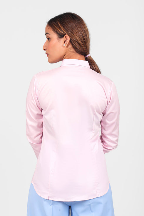 Veshbhoshaa Bluebird Women'S Baby Pink Satin Shirt