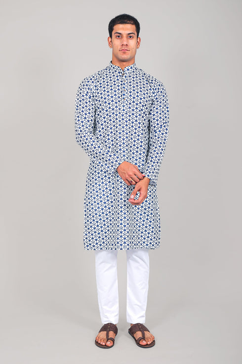 Veshbhoshaa Bluesaanchi Elegantly Casual Blue Kurta Set