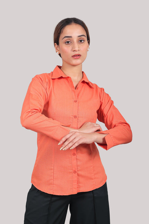 Veshbhoshaa Bluebird Women'S Orange Shirt
