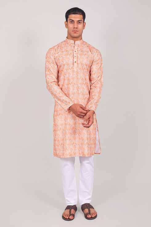 Veshbhoshaa Bluesaanchi Elegantly Casual Salmon Kurta Set