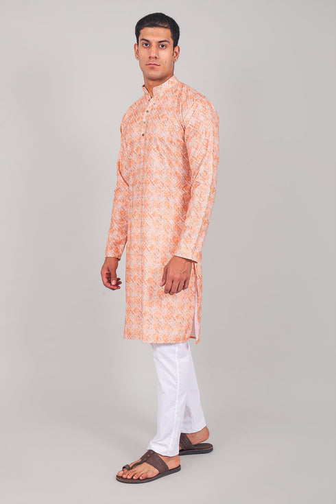 Veshbhoshaa Bluesaanchi Elegantly Casual Salmon Kurta Set