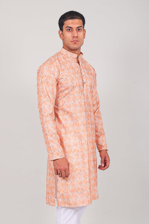 Veshbhoshaa Bluesaanchi Elegantly Casual Salmon Kurta Set